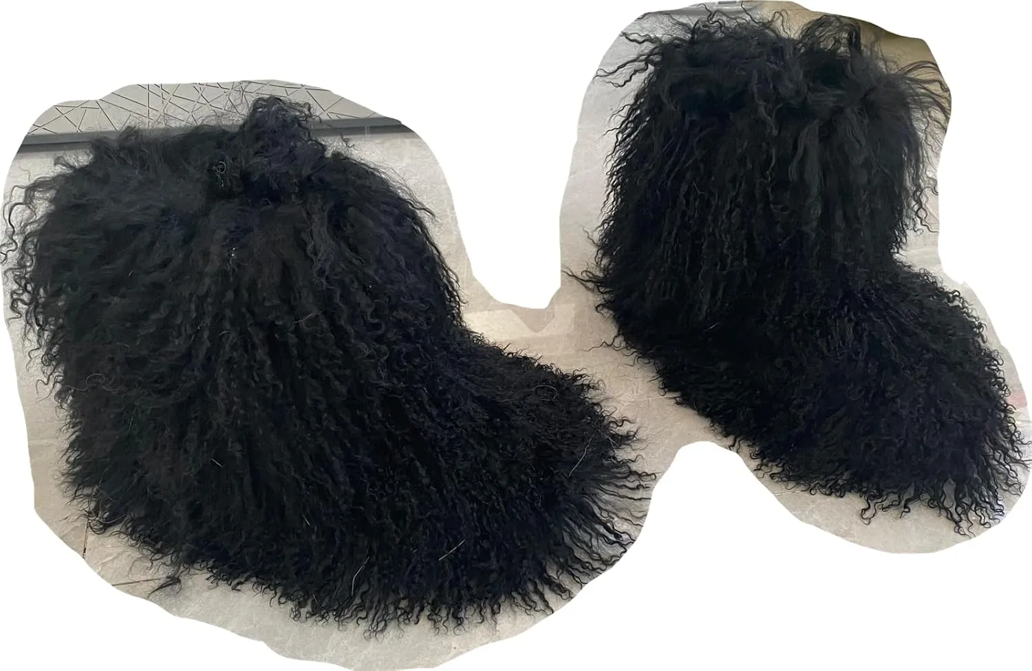 MSD-1 Woman's Tibetan Fur Boot With Real Mongolian Hairy Furry Sheepskin Shearling Lamb Skin Snow Boots Long Curly Hair Shoes For Young Lady Girls Outside Ski Fluffy Footwear Christmas Gifts Mid-Half Short Booties All Over Fur (9, Black)