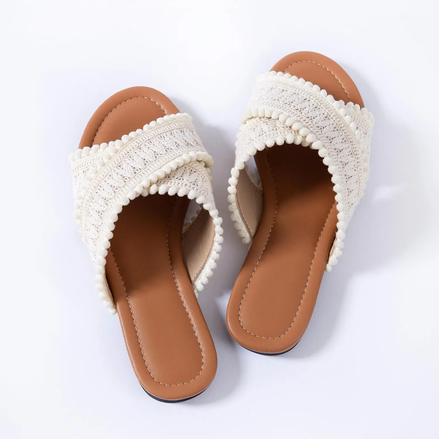 Mtzyoa Women Flat Sandals Braided Leather Crossover Nude Dressy Fashion Evening Party Wedding Sandals