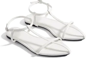 Mtzyoa Women Flat Sandals Pointed Toe Ladies Summer Dressy Casual Vacation Bohemian Cute Leather Beach Comfy Slip On Slides