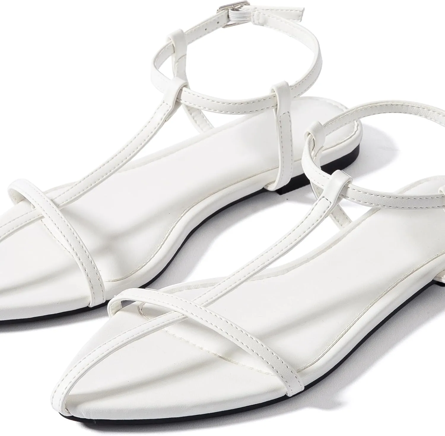 Mtzyoa Women Flat Sandals Pointed Toe Ladies Summer Dressy Casual Vacation Bohemian Cute Leather Beach Comfy Slip On Slides