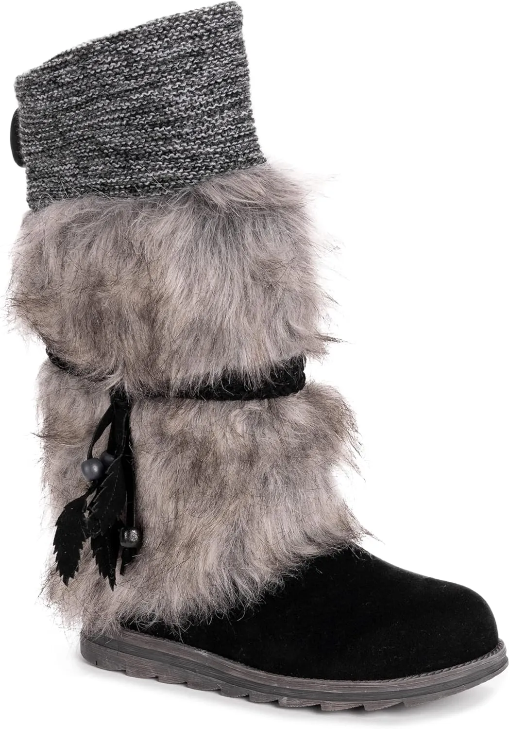 MUK LUKS mens Lukees By Muk Luks® Women's Sigrid Leela Too Fashion Boot, Ebony, 9.5 US