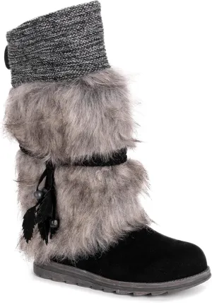 MUK LUKS mens Lukees By Muk Luks® Women's Sigrid Leela Too Fashion Boot, Ebony, 9.5 US