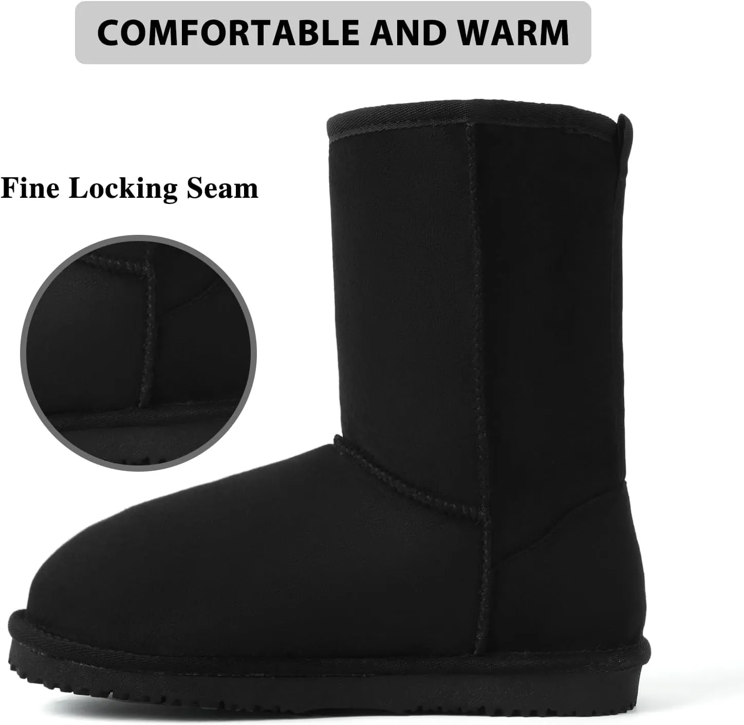 MUSSHOE Winter Mid-Calf Plush Fuzzy Boots for Women Snow Womens Ankle Furry Slip On Boots Suede Platform Boot Fall Fur Cozy Shoes