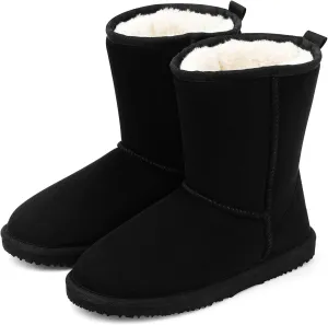 MUSSHOE Winter Mid-Calf Plush Fuzzy Boots for Women Snow Womens Ankle Furry Slip On Boots Suede Platform Boot Fall Fur Cozy Shoes