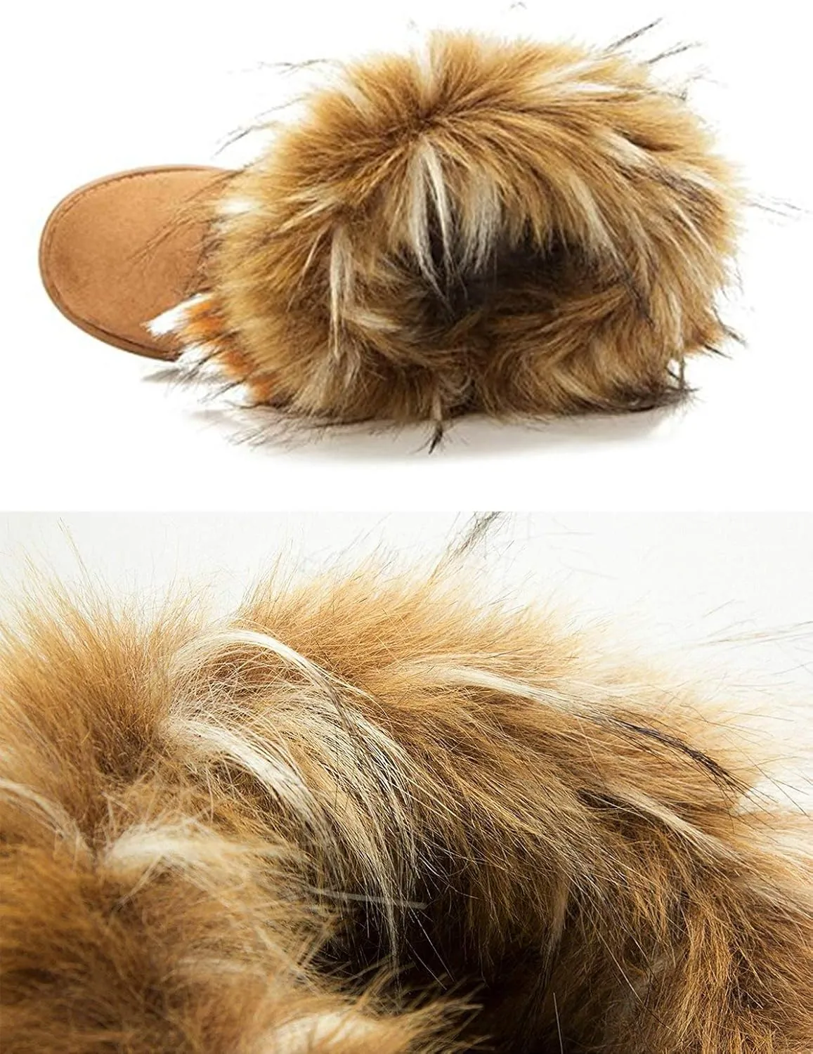 Naughtyangel Women Winter Warm Snow Ankle Boots Low Heels Faux Fox Rabbit Fur Tassel Shoes