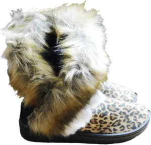 Naughtyangel Women Winter Warm Snow Ankle Boots Low Heels Faux Fox Rabbit Fur Tassel Shoes