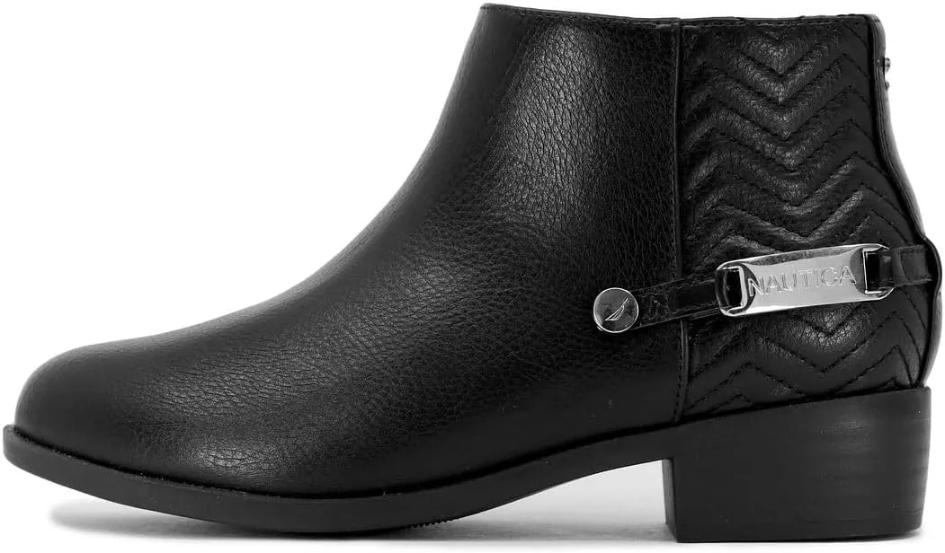 Nautica Kids Girls Ankle Bootie With Side Buckle and Zipper, Dress Boot -For Youth & Toddler (Toddler/Little/Big Kids)