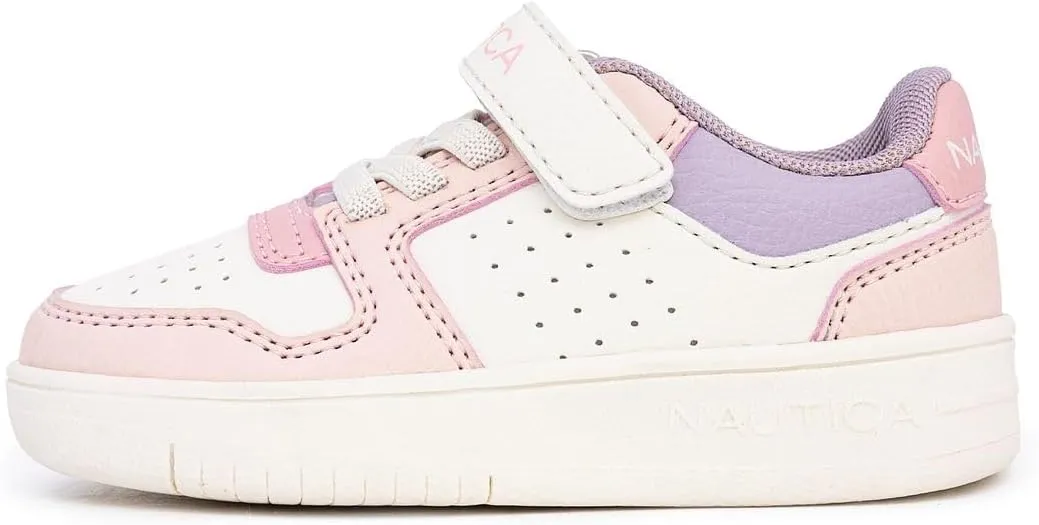 Nautica Kids Girls Sneakers with Adjustable Strap and Bungee Straps | Comfortable Casual Shoes (Toddler/Little Kid)