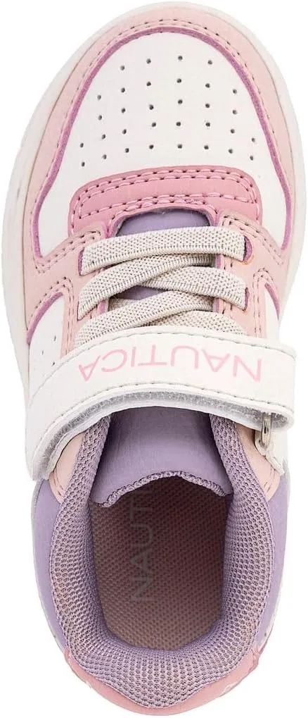 Nautica Kids Girls Sneakers with Adjustable Strap and Bungee Straps | Comfortable Casual Shoes (Toddler/Little Kid)