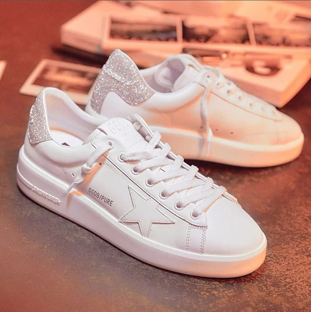 nesho Sneakers for Women Minimalist Leather Trainers Comfortable Hard-Wearing Outdoor Low-top Sport Shoes