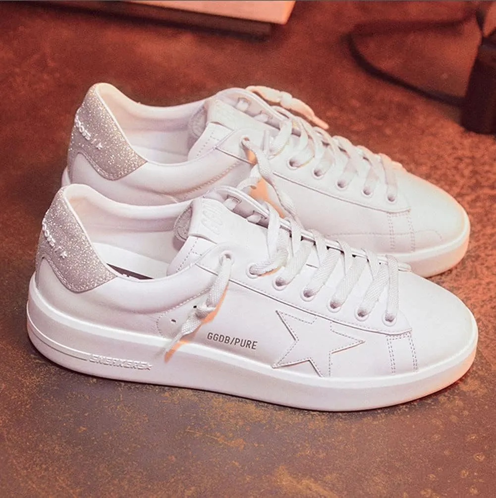 nesho Sneakers for Women Minimalist Leather Trainers Comfortable Hard-Wearing Outdoor Low-top Sport Shoes