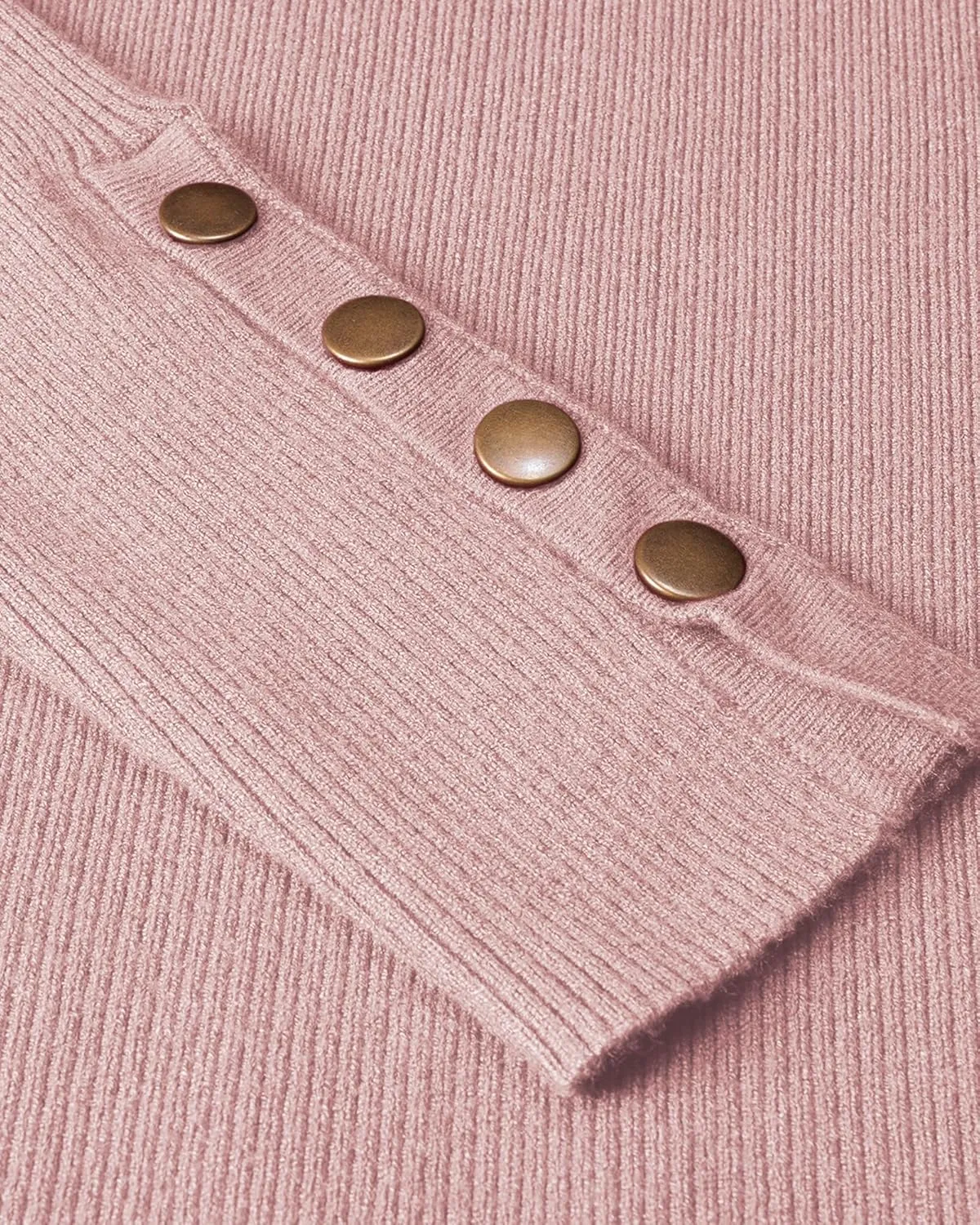 Newshows Women's Fall Fashion Sweater Long Sleeve Crew Neck Button Stretch Casual Pullover Tops Winter Clothes Trendy