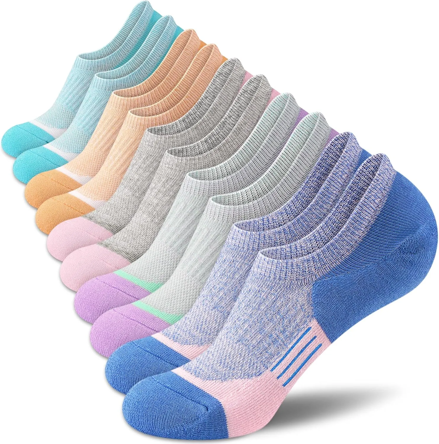 No Show Socks for Women Running Hiking Athletic Non Slip Low Socks 5 Pairs
