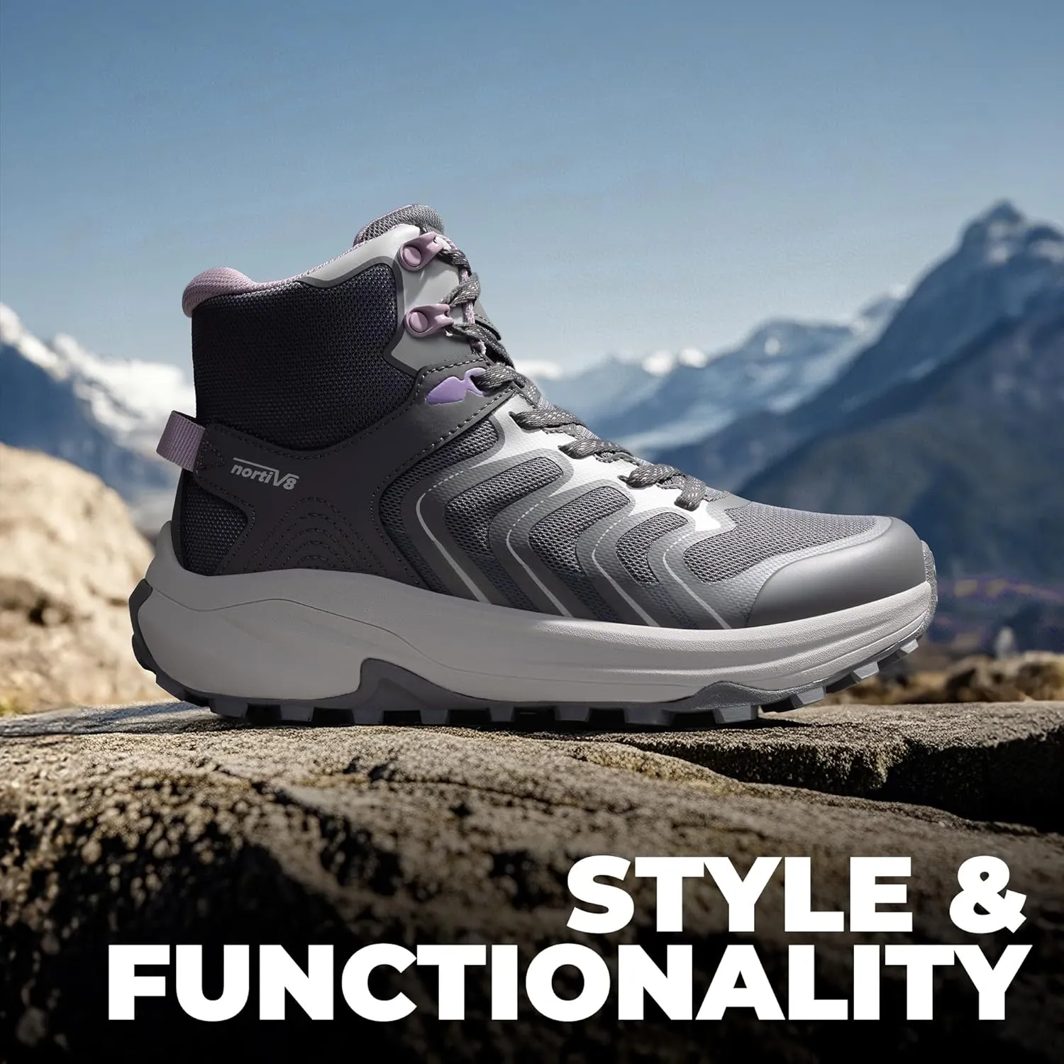 NORTIV 8 Women's Hiking Boots Waterproof with Arch Support Sneakers Walking Outdoor Comfortable Lightweight Boot Echo Mid