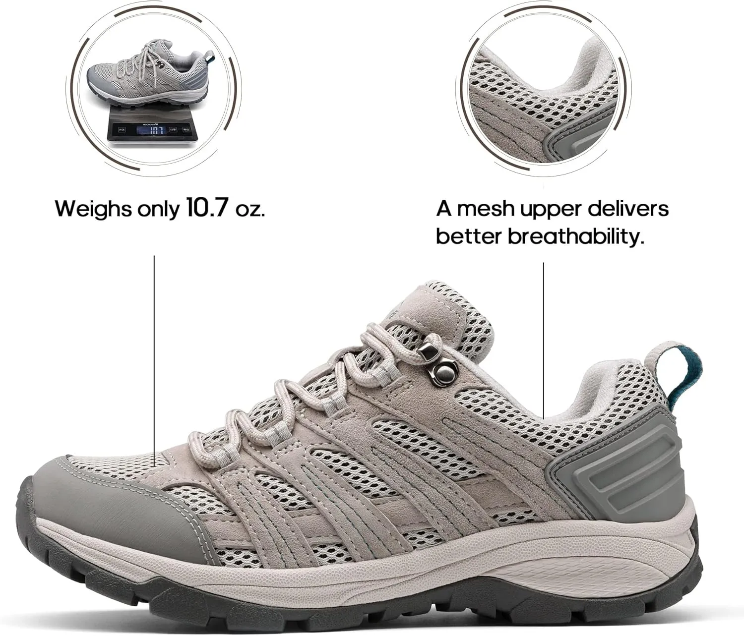 NORTIV 8 Women's Hiking Shoes Lightweight Breathable Mesh Walking Sneakers Outdoor Work Shoes
