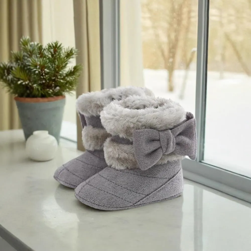 Ohwawadi Infant Baby Boots Boys Girls Cozy Fleece Slippers Snow Boots Winter Baby Girl Shoes Warm Baby Crib Footwear for Newborn Toddlers