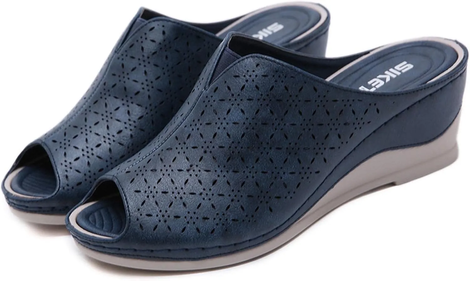 oiangi Wedge Slipper for Women Fashion Fish Mouth Open Toe Hollow Slip-on Platform Slippers Summer Comfortable Casual Outdoor Ladies Shoes Flip Flops