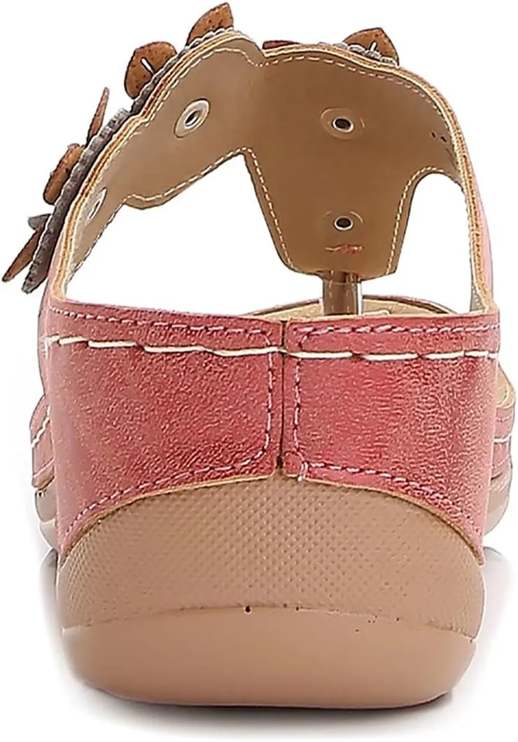 oiangi Women's Wedge Flip Flops Comfortable Casual Flower Thong Sandals Platform Outdoor Summer Beach Slippers