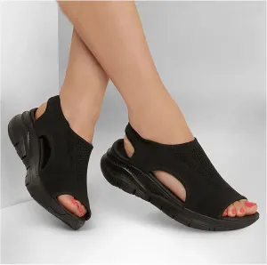 OMIREL Open Toe Buckle Ankle Strap Flatform Wedge Casual Sandal Slingback Orthopedic Slide Sandals Mesh Platform Stretch Sandals Soft Sole Casual Womens Sandals,Black,US8/EU39