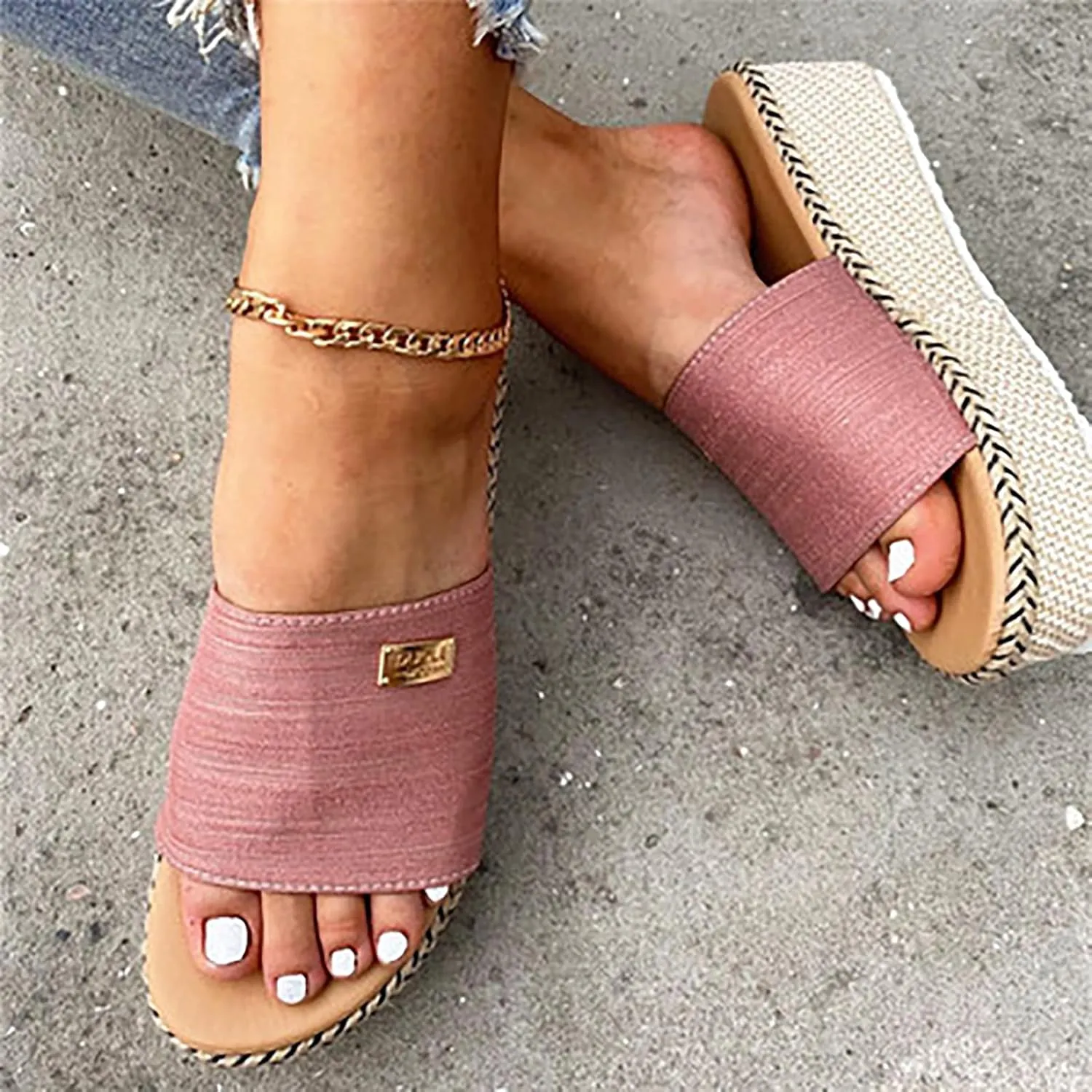 OMIREL Women Platform Sandals Wedge Sandal Summer Open Toe Fashion Retro Espadrille Sandals Non-Slip Comfy Ladies Platform Shoes Women Sandals,Brown,US7/EU38