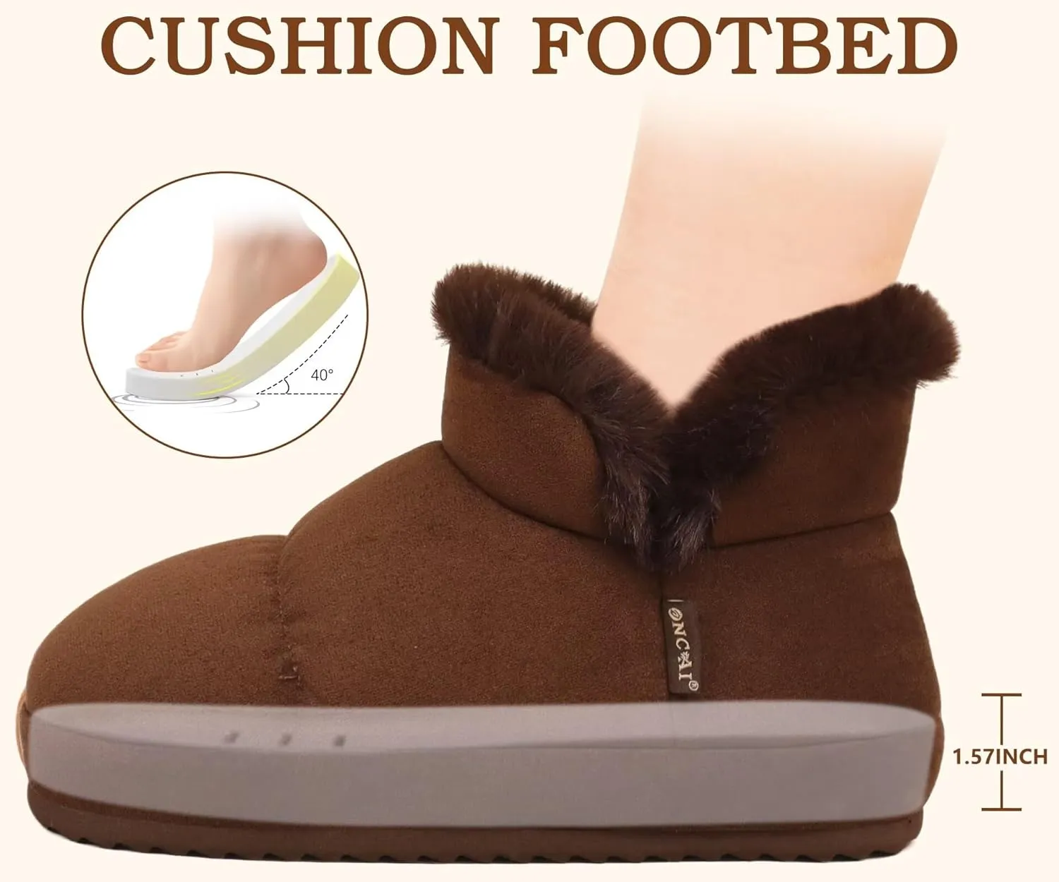 ONCAI Womens Slippers House Slippers for Woman Slipper Boots for Women Ladies Winter Fuzzy Warm Bootie Indoor Outdoor