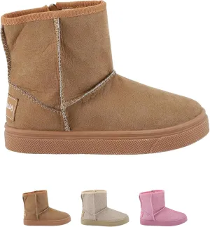 Oomphies Frost Kids' Cozy Boots with Faux Fur Lining and Side Zipper – Durable Microfiber Upper, Rubber Sole