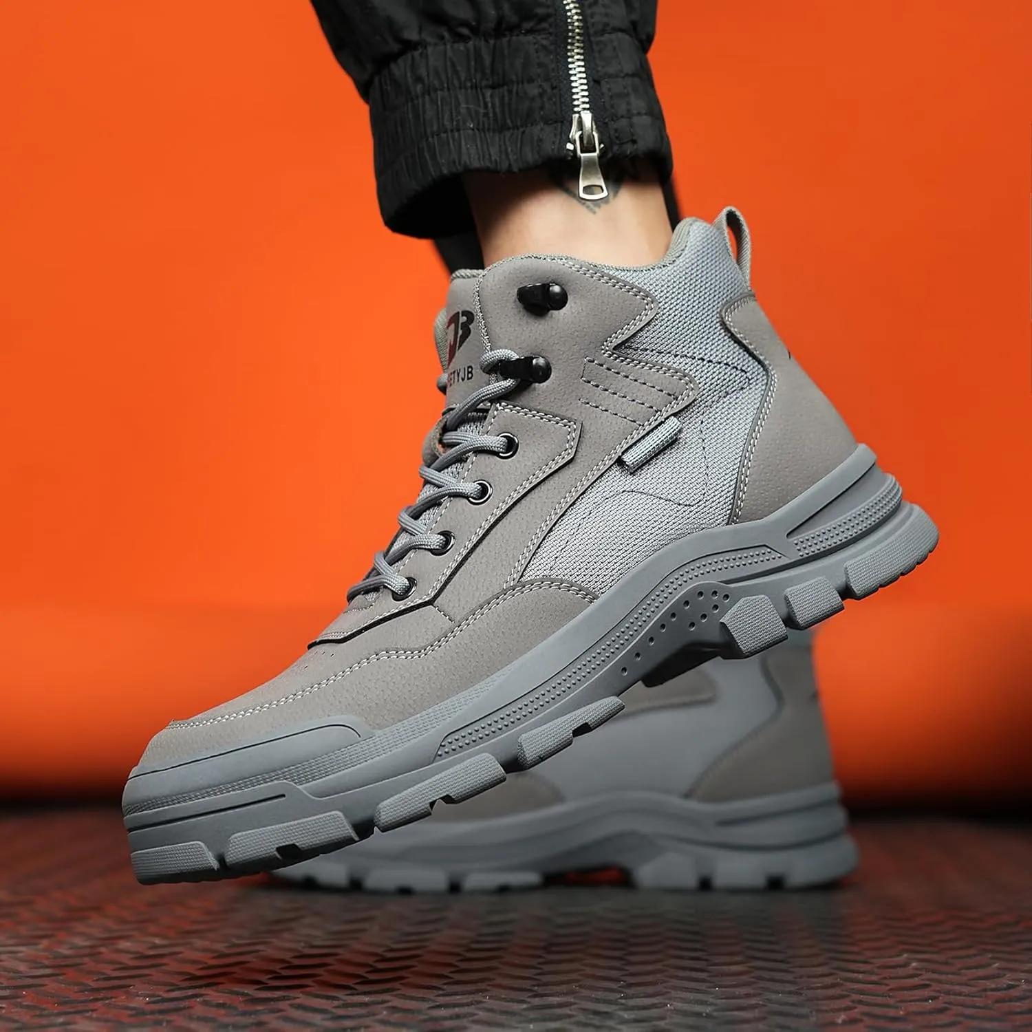 ORISTACO Waterproof Steel Toe Work Safety Boots Lightweight Breathable Slip Resistant Construction Sneakers
