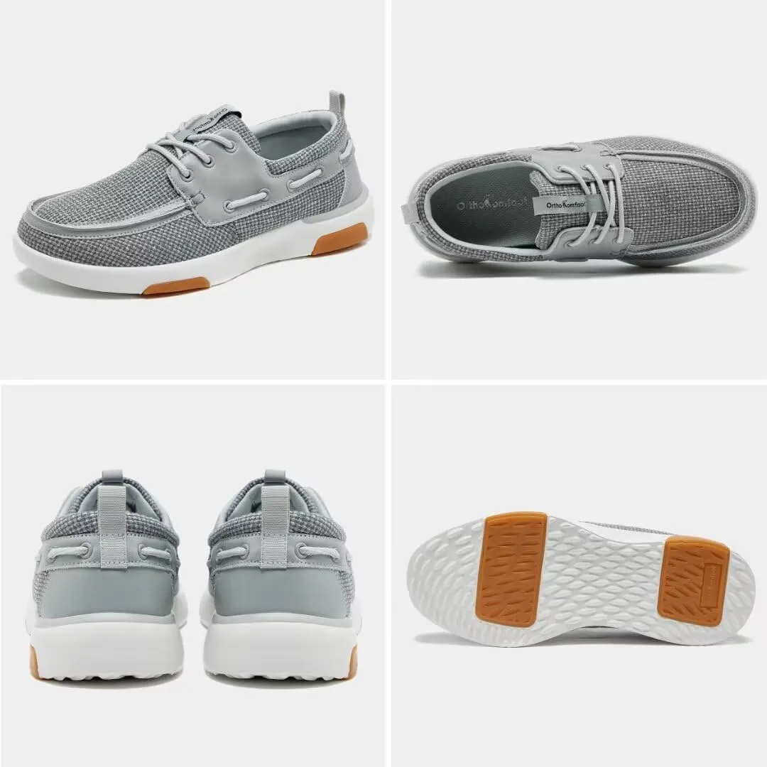 OrthoComfoot Men's Orthopedic Walking Shoes with Arch Support: Casual Plantar Fasciitis Slip-On Loafers for Flat Feet, Orthotic Adjustable Fashion Sneakers for Foot and Heel Pain