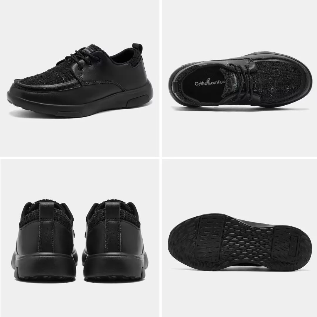 OrthoComfoot Women's Orthopedic Casual Shoes, Arch Support Lace up Driving Sneakers for Outdoor Indoor, Slip Resistant Walking Sneakers for Foot and Heel Pain Relief