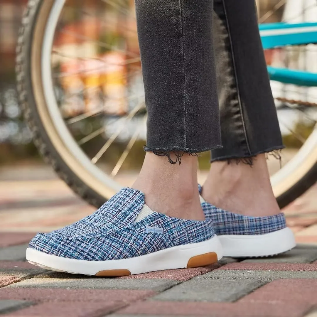 OrthoComfoot Women's Orthopedic Slip-On Loafers Walking Shoes: Comfortable Arch Support Slippers for Plantar Fasciitis, Casual Canvas Orthotic Mule Clogs for Foot Heel Pain Relief