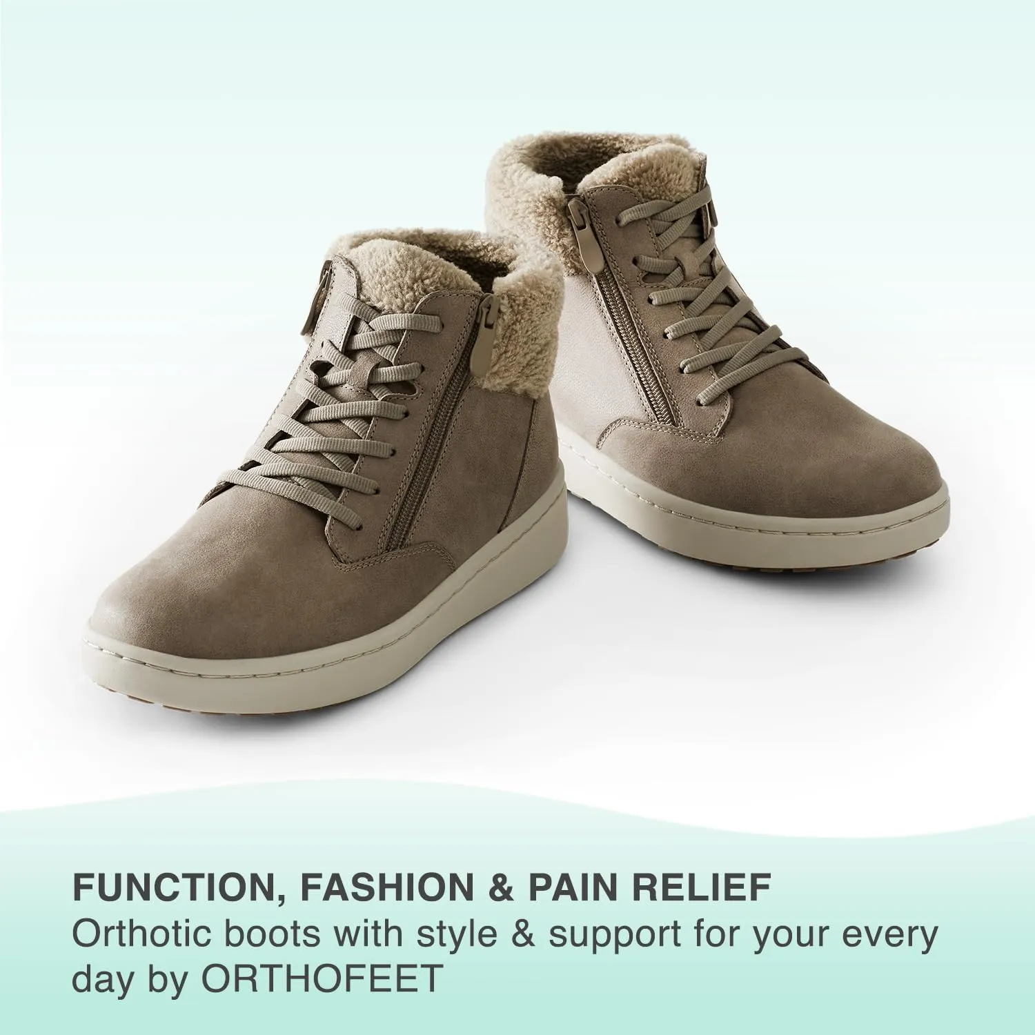 Orthofeet Women's Orthopedic Faux Fur Elin Boots for Foot Pain Relief