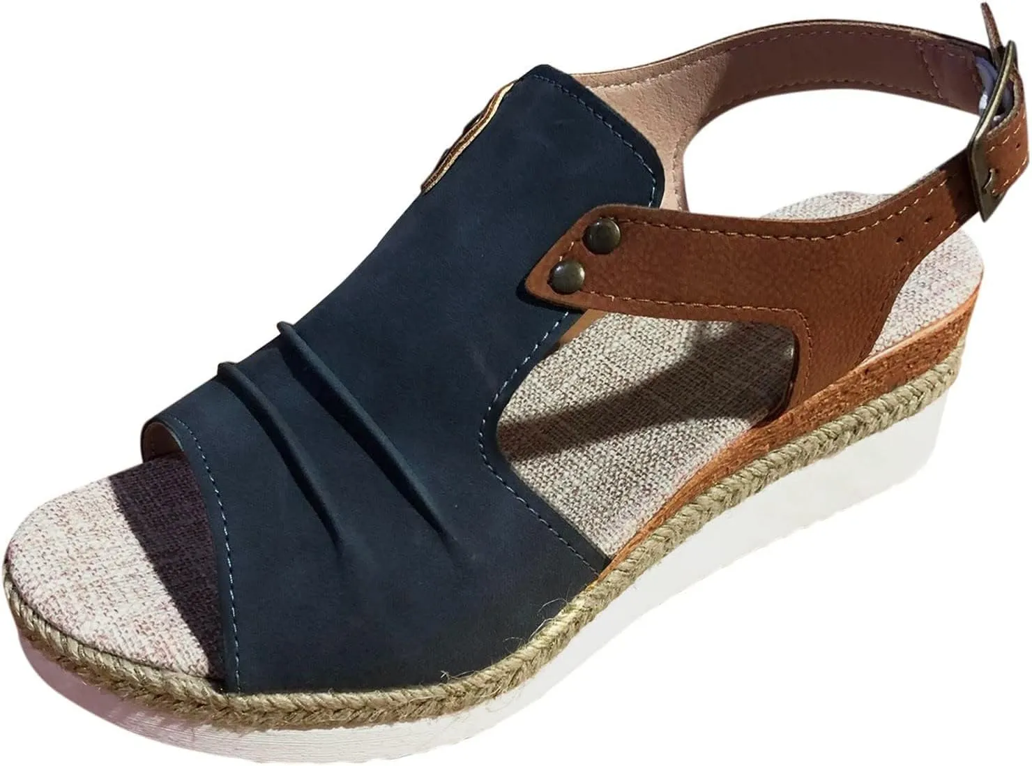 Orthopedic Platform Wedge Sandals for Women Summer Dressy 2025 Flat Open Toe Ankle Strap Espadrilles Sandals Casual Strappy Platform Slip on Sandal Beach Boho Comfortable Outdoor Shoes