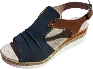 Orthopedic Platform Wedge Sandals for Women Summer Dressy 2025 Flat Open Toe Ankle Strap Espadrilles Sandals Casual Strappy Platform Slip on Sandal Beach Boho Comfortable Outdoor Shoes