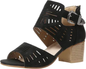 Orthopedic Sandals for Women Breathable Hollow Out Slip On Sandals Open Toe Slingback Middle Heel Sandal With Ankle Strap Metal Buckle Concise Casual Summer Shoes