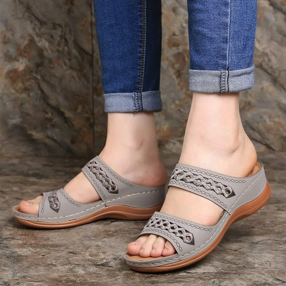 Orthopedic Sandals for Women with Arch Support Fashion Breathable Hollow Sandals Anti Slip Summer Flats Shoes