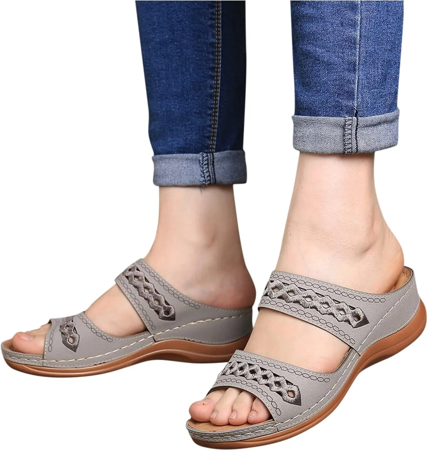 Orthopedic Sandals for Women with Arch Support Fashion Breathable Hollow Sandals Anti Slip Summer Flats Shoes