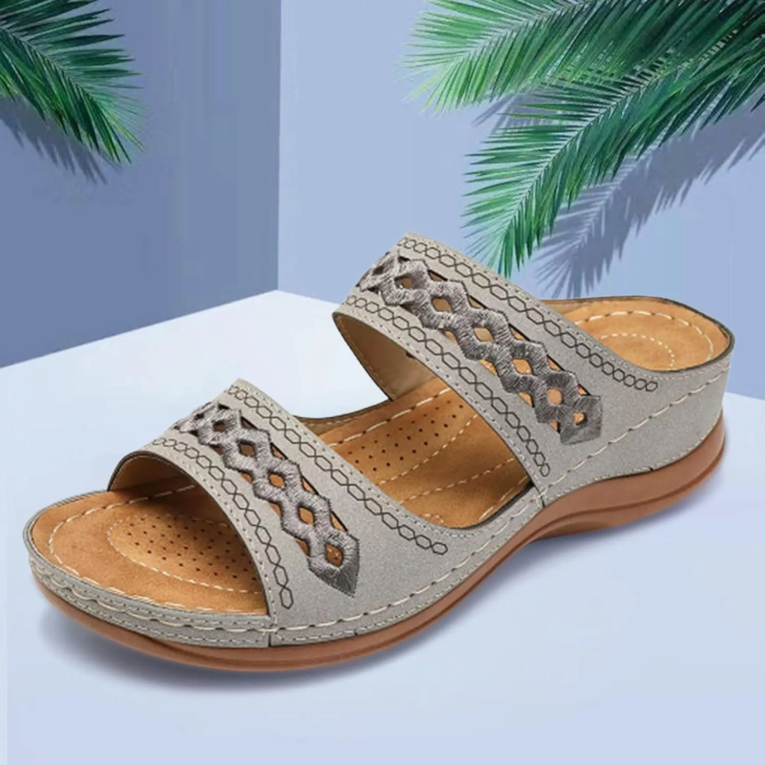 Orthopedic Sandals for Women with Arch Support Fashion Breathable Hollow Sandals Anti Slip Summer Flats Shoes