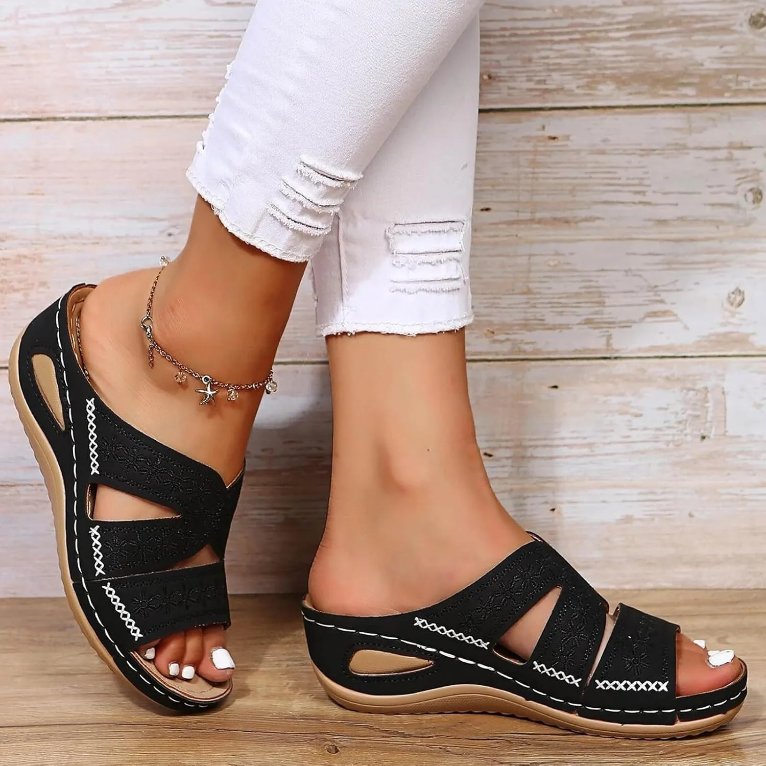 Orthopedic Sandals for Women, Women Summer Comfortable Sandals Arch Support Wedge Sandals 2025 Flip Flops Sandals