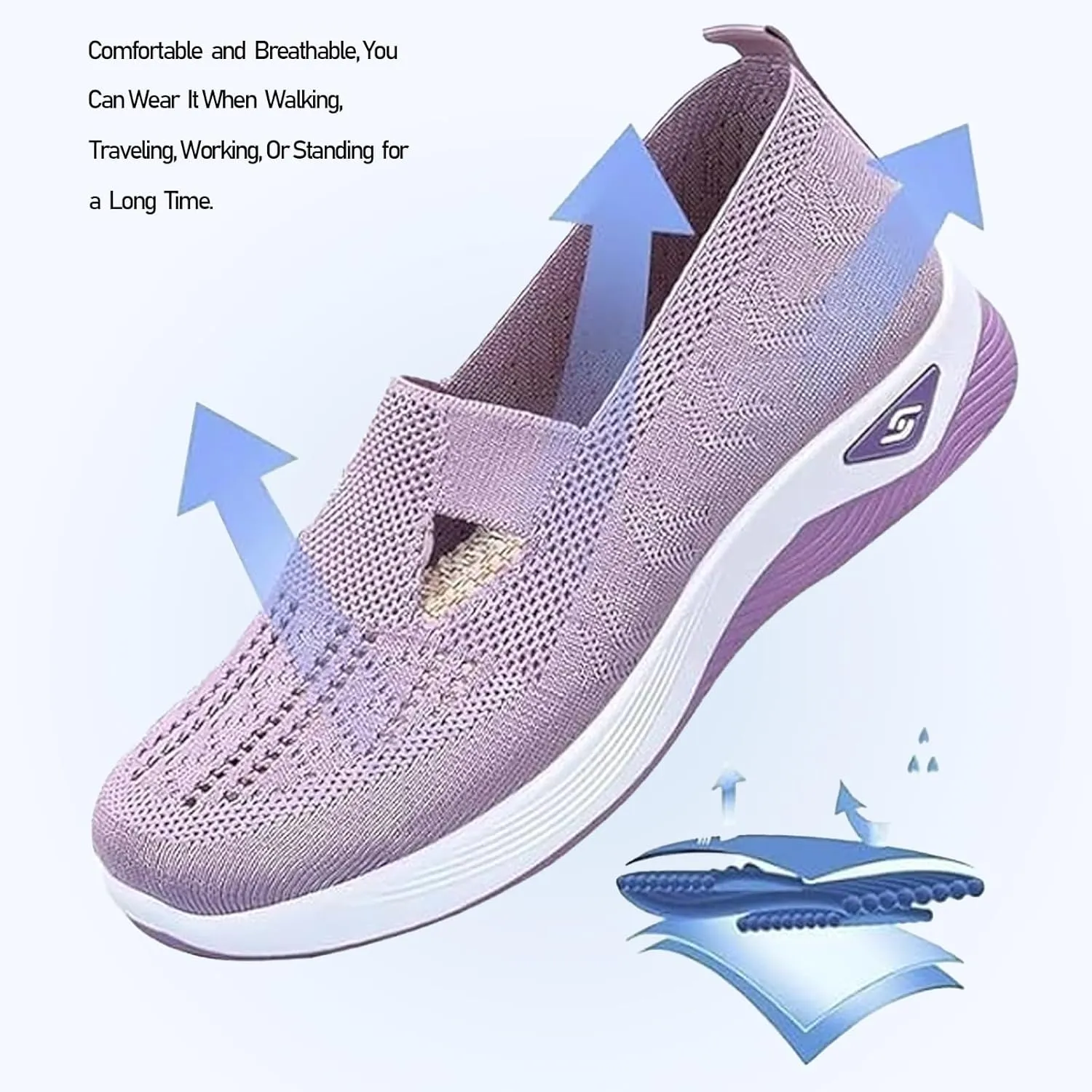 Orthopedic Shoes for Women - Lightweight, 2025 New, Woven Breathable, Soft Soled, Slip-On, Arch Support, Casual Walking Shoe Sneakers