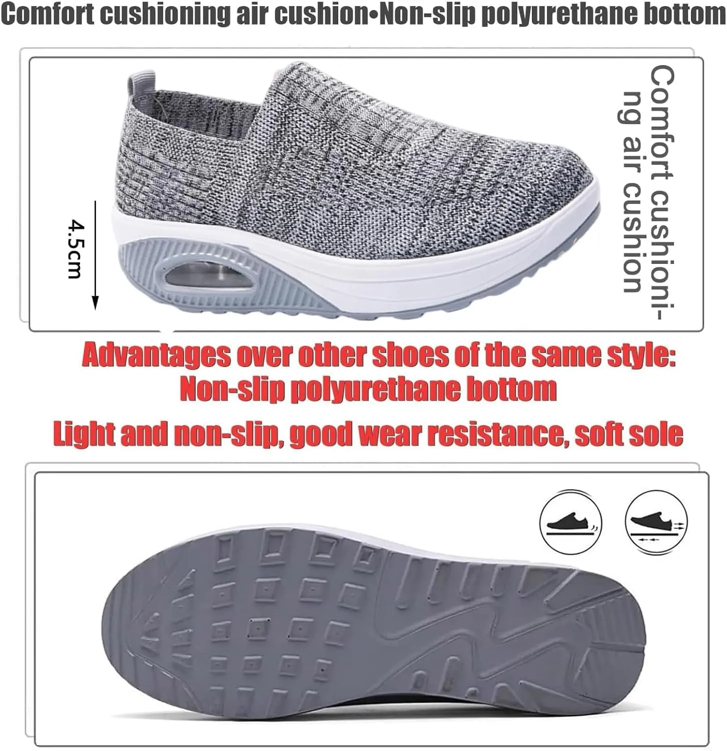 Orthopedic Sneakers for Women Walking Shoes Slip on Trainers Women's Comfortable Casual Breathable Shoe with Arch Support Sneaker