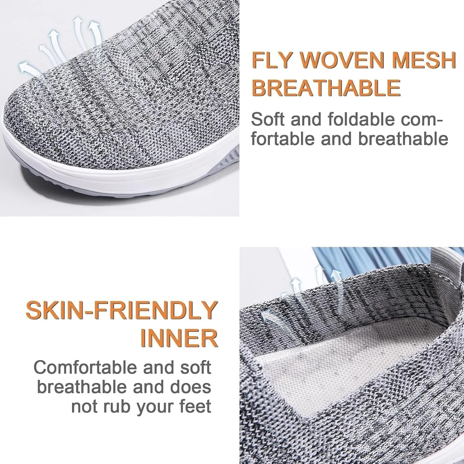 Orthopedic Sneakers for Women Walking Shoes Slip on Trainers Women's Comfortable Casual Breathable Shoe with Arch Support Sneaker