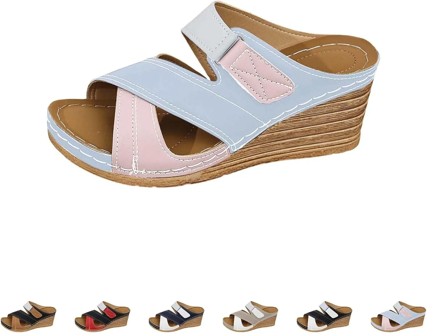 Orthopedic Wedge Sandals for Women Crisscross Strap Open Toe Sandals Comfortable Summer Slip On Moccasin Women Slippers