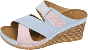 Orthopedic Wedge Sandals for Women Crisscross Strap Open Toe Sandals Comfortable Summer Slip On Moccasin Women Slippers