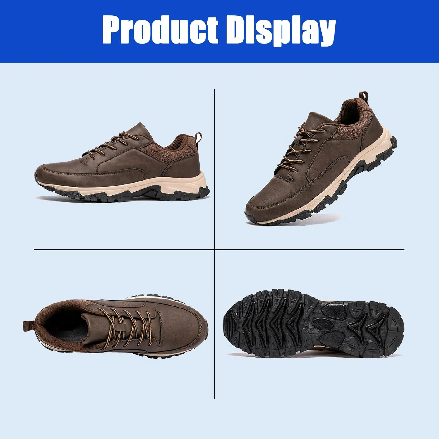 Outdoor Mens Hiking Shoes,Mens Slip on Walking Shoes,Casual Waterproof Driving Trekking Shoes Lightweight Outdoor Sneaker for Running Sports (Brown 40EU)