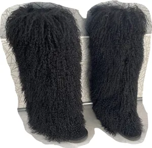 Over Knee High Mongolian Fur Boots Women's Women's Women Adults Size Skinning Winter Snowing Warm Shoes Flat Boots Blue Grey Pink Color