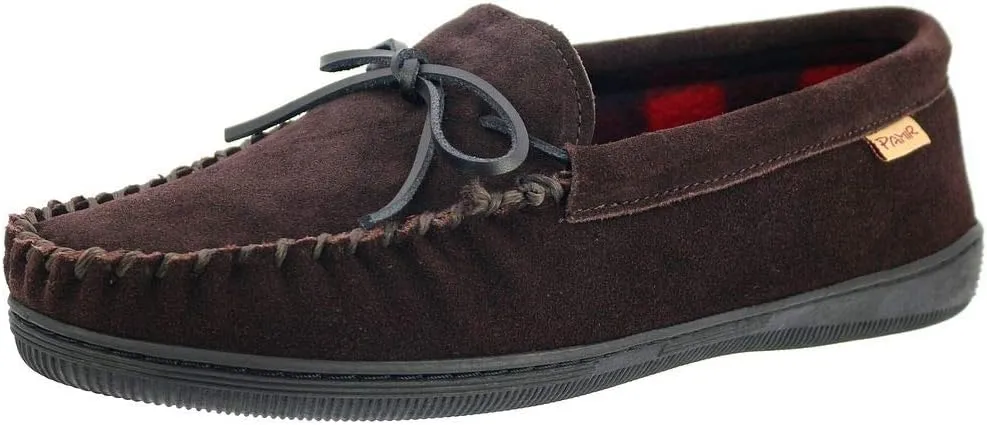PAMIR Men's Genuine Suede Fleece Moccasin Slippers Indoor Outdoor Slip on Driving Loafer Shoes