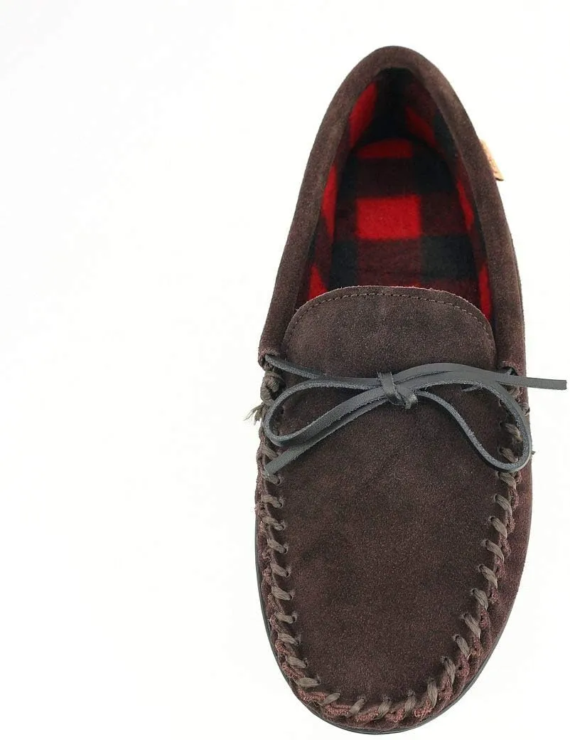 PAMIR Men's Genuine Suede Fleece Moccasin Slippers Indoor Outdoor Slip on Driving Loafer Shoes