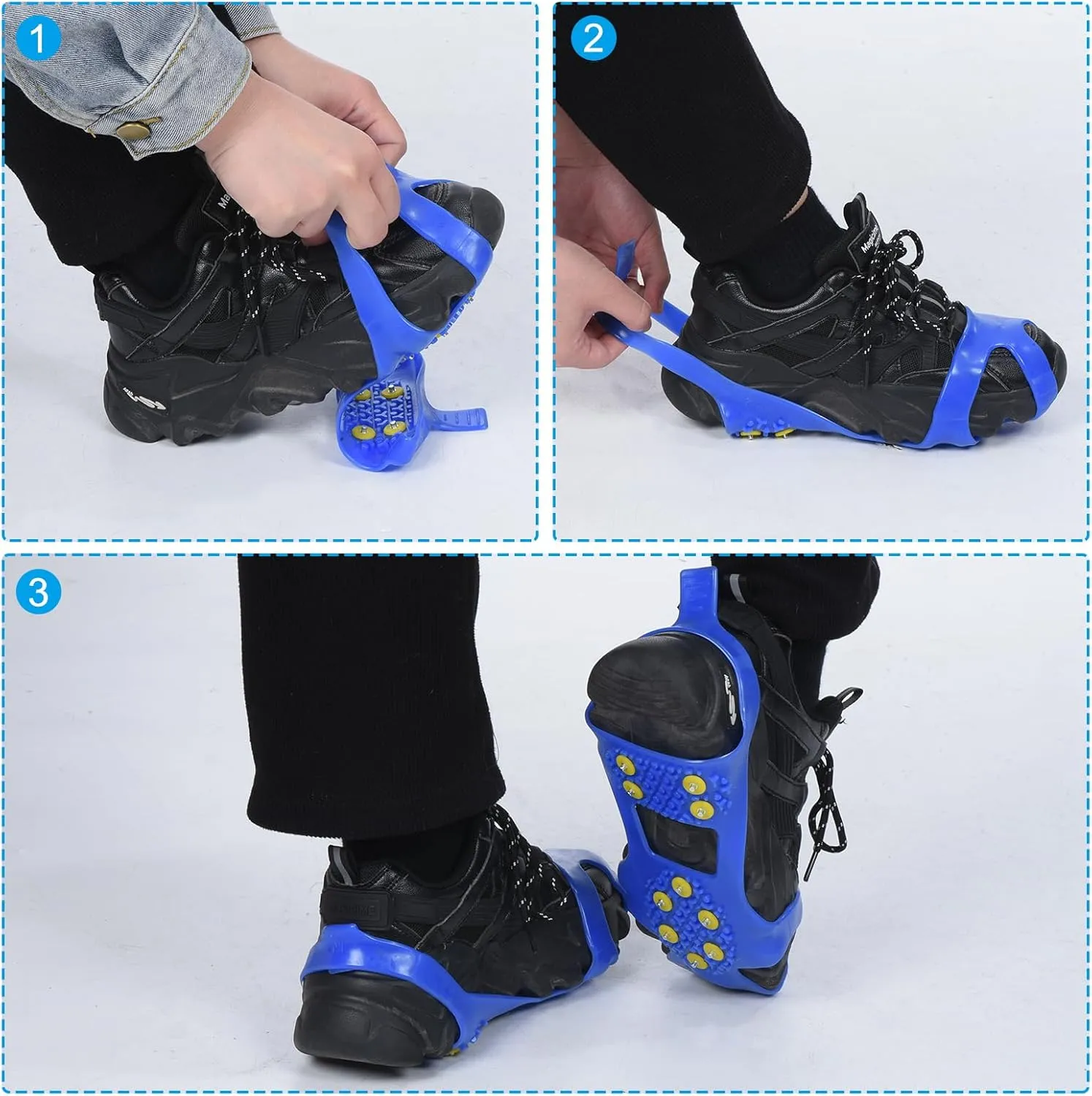 PATIKIL Ice Cleats, Anti-Slip Snow Traction Cleat 10 Steel Studs Crampons Universal Gripper Spikes Claw for Shoes and Boots