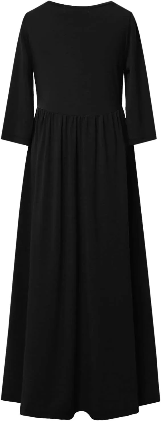 Perfashion Girls Maxi Dress,Cotton,Casual,Sleeveless/Long Sleeve Crew Neck 6-15Y