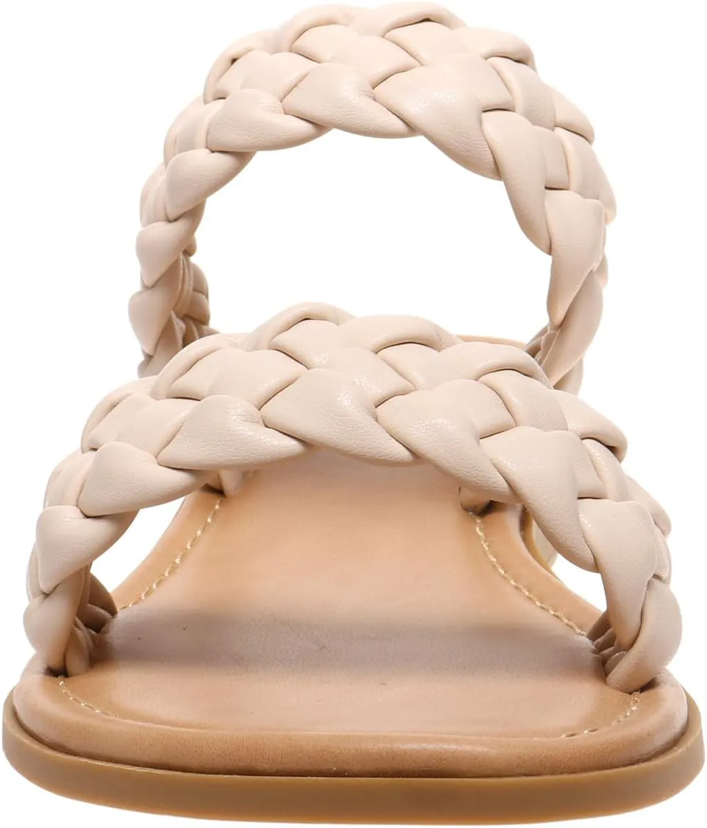 Pierre Dumas Womens braided slide sandals open toe two strap slip on sandals